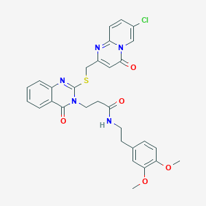 molecular formula C30H28ClN5O5S B6524100 3-{2-[({7-chloro-4-oxo-4H-pyrido[1,2-a]pyrimidin-2-yl}methyl)sulfanyl]-4-oxo-3,4-dihydroquinazolin-3-yl}-N-[2-(3,4-dimethoxyphenyl)ethyl]propanamide CAS No. 422286-84-8