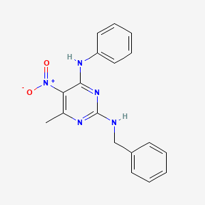 molecular formula C18H17N5O2 B6524119 N2-benzyl-6-methyl-5-nitro-N4-phenylpyrimidine-2,4-diamine CAS No. 304864-76-4