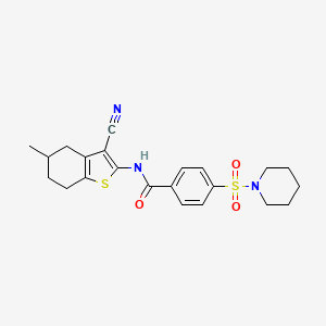 molecular formula C22H25N3O3S2 B6524162 N-(3-cyano-5-methyl-4,5,6,7-tetrahydro-1-benzothiophen-2-yl)-4-(piperidine-1-sulfonyl)benzamide CAS No. 328539-93-1