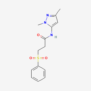 molecular formula C14H17N3O3S B6524282 3-(benzenesulfonyl)-N-(1,3-dimethyl-1H-pyrazol-5-yl)propanamide CAS No. 1136351-72-8