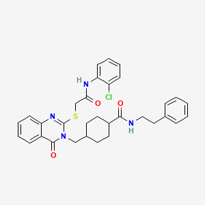 molecular formula C32H33ClN4O3S B6524322 4-{[2-({[(2-chlorophenyl)carbamoyl]methyl}sulfanyl)-4-oxo-3,4-dihydroquinazolin-3-yl]methyl}-N-(2-phenylethyl)cyclohexane-1-carboxamide CAS No. 422292-21-5