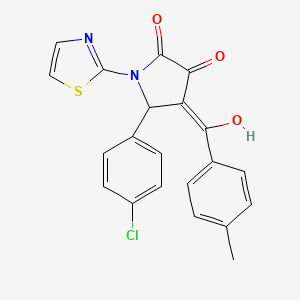 molecular formula C21H15ClN2O3S B6524334 5-(4-chlorophenyl)-3-hydroxy-4-(4-methylbenzoyl)-1-(1,3-thiazol-2-yl)-2,5-dihydro-1H-pyrrol-2-one CAS No. 335418-40-1