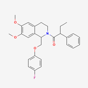 molecular formula C28H30FNO4 B6524350 1-{1-[(4-fluorophenoxy)methyl]-6,7-dimethoxy-1,2,3,4-tetrahydroisoquinolin-2-yl}-2-phenylbutan-1-one CAS No. 919710-91-1