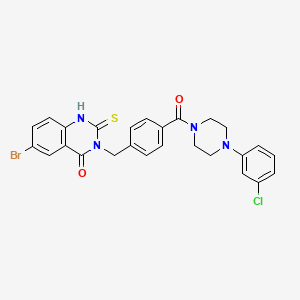 molecular formula C26H22BrClN4O2S B6524363 6-bromo-3-({4-[4-(3-chlorophenyl)piperazine-1-carbonyl]phenyl}methyl)-2-sulfanylidene-1,2,3,4-tetrahydroquinazolin-4-one CAS No. 422287-52-3