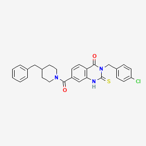 molecular formula C28H26ClN3O2S B6524376 7-(4-benzylpiperidine-1-carbonyl)-3-[(4-chlorophenyl)methyl]-2-sulfanylidene-1,2,3,4-tetrahydroquinazolin-4-one CAS No. 422530-39-0
