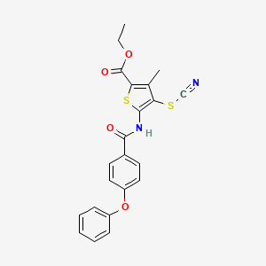 molecular formula C22H18N2O4S2 B6524498 ethyl 4-(cyanosulfanyl)-3-methyl-5-(4-phenoxybenzamido)thiophene-2-carboxylate CAS No. 681159-34-2