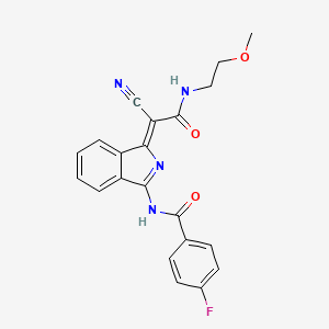 molecular formula C21H17FN4O3 B6524509 N-[(1Z)-1-{cyano[(2-methoxyethyl)carbamoyl]methylidene}-1H-isoindol-3-yl]-4-fluorobenzamide CAS No. 728924-59-2