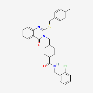 molecular formula C32H34ClN3O2S B6524524 N-[(2-chlorophenyl)methyl]-4-[(2-{[(2,4-dimethylphenyl)methyl]sulfanyl}-4-oxo-3,4-dihydroquinazolin-3-yl)methyl]cyclohexane-1-carboxamide CAS No. 422282-42-6