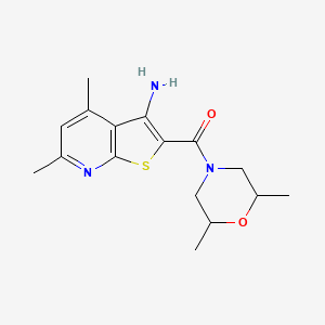 molecular formula C16H21N3O2S B6524545 2-(2,6-dimethylmorpholine-4-carbonyl)-4,6-dimethylthieno[2,3-b]pyridin-3-amine CAS No. 1011408-59-5