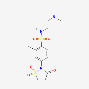 molecular formula C14H21N3O5S2 B6524549 N-[2-(dimethylamino)ethyl]-2-methyl-4-(1,1,3-trioxo-1lambda6,2-thiazolidin-2-yl)benzene-1-sulfonamide CAS No. 1015568-79-2