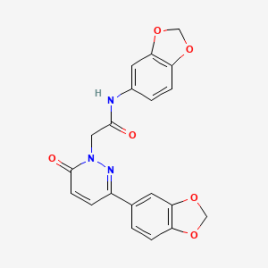 molecular formula C20H15N3O6 B6524629 N-(2H-1,3-benzodioxol-5-yl)-2-[3-(2H-1,3-benzodioxol-5-yl)-6-oxo-1,6-dihydropyridazin-1-yl]acetamide CAS No. 942007-91-2
