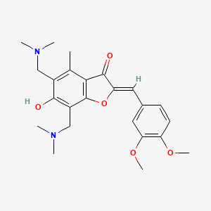 (2Z)-2-[(3,4-dimethoxyphenyl)methylidene]-5,7-bis[(dimethylamino)methyl]-6-hydroxy-4-methyl-2,3-dihydro-1-benzofuran-3-one