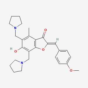 (2Z)-6-hydroxy-2-[(4-methoxyphenyl)methylidene]-4-methyl-5,7-bis[(pyrrolidin-1-yl)methyl]-2,3-dihydro-1-benzofuran-3-one