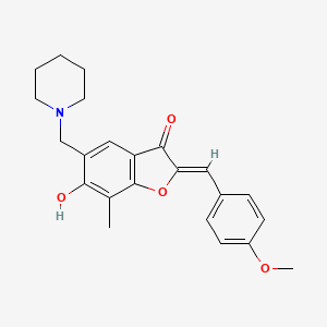 (2Z)-6-hydroxy-2-[(4-methoxyphenyl)methylidene]-7-methyl-5-[(piperidin-1-yl)methyl]-2,3-dihydro-1-benzofuran-3-one