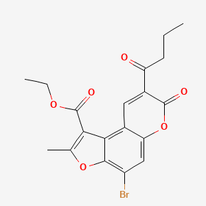 ethyl 4-bromo-8-butanoyl-2-methyl-7-oxo-7H-furo[3,2-f]chromene-1-carboxylate