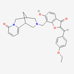 molecular formula C29H28N2O5 B6525089 11-{[(2Z)-2-[(4-ethoxyphenyl)methylidene]-6-hydroxy-3-oxo-2,3-dihydro-1-benzofuran-7-yl]methyl}-7,11-diazatricyclo[7.3.1.0^{2,7}]trideca-2,4-dien-6-one CAS No. 1105242-00-9