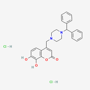 molecular formula C27H28Cl2N2O4 B6525112 4-{[4-(diphenylmethyl)piperazin-1-yl]methyl}-7,8-dihydroxy-2H-chromen-2-one dihydrochloride CAS No. 1177916-16-3