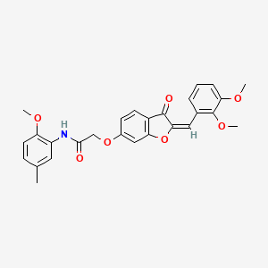 molecular formula C27H25NO7 B6525119 2-{[(2E)-2-[(2,3-dimethoxyphenyl)methylidene]-3-oxo-2,3-dihydro-1-benzofuran-6-yl]oxy}-N-(2-methoxy-5-methylphenyl)acetamide CAS No. 892628-34-1