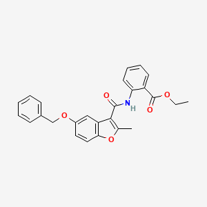 molecular formula C26H23NO5 B6525172 ethyl 2-[5-(benzyloxy)-2-methyl-1-benzofuran-3-amido]benzoate CAS No. 929451-21-8
