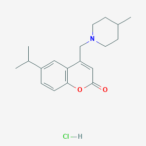 molecular formula C19H26ClNO2 B6525294 4-[(4-methylpiperidin-1-yl)methyl]-6-(propan-2-yl)-2H-chromen-2-one hydrochloride CAS No. 1177995-26-4