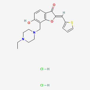 molecular formula C20H24Cl2N2O3S B6525346 (2Z)-7-[(4-ethylpiperazin-1-yl)methyl]-6-hydroxy-2-[(thiophen-2-yl)methylidene]-2,3-dihydro-1-benzofuran-3-one dihydrochloride CAS No. 1177935-36-2