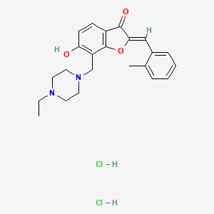molecular formula C23H28Cl2N2O3 B6525351 (2Z)-7-[(4-ethylpiperazin-1-yl)methyl]-6-hydroxy-2-[(2-methylphenyl)methylidene]-2,3-dihydro-1-benzofuran-3-one dihydrochloride CAS No. 1177903-48-8
