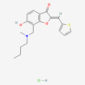 molecular formula C19H22ClNO3S B6525371 (2Z)-7-{[butyl(methyl)amino]methyl}-6-hydroxy-2-[(thiophen-2-yl)methylidene]-2,3-dihydro-1-benzofuran-3-one hydrochloride CAS No. 1177962-53-6