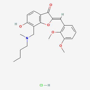 molecular formula C23H28ClNO5 B6525376 (2Z)-7-{[butyl(methyl)amino]methyl}-2-[(2,3-dimethoxyphenyl)methylidene]-6-hydroxy-2,3-dihydro-1-benzofuran-3-one hydrochloride CAS No. 1177825-91-0