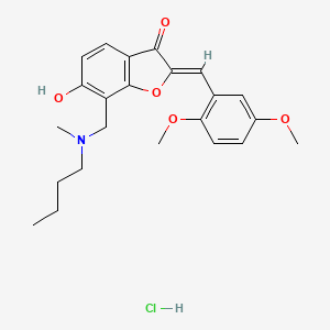 molecular formula C23H28ClNO5 B6525377 (2Z)-7-{[butyl(methyl)amino]methyl}-2-[(2,5-dimethoxyphenyl)methylidene]-6-hydroxy-2,3-dihydro-1-benzofuran-3-one hydrochloride CAS No. 1177512-44-5