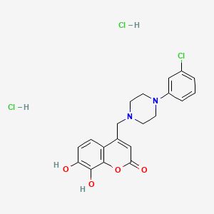 molecular formula C20H21Cl3N2O4 B6525392 4-{[4-(3-chlorophenyl)piperazin-1-yl]methyl}-7,8-dihydroxy-2H-chromen-2-one dihydrochloride CAS No. 1177926-15-6