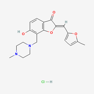 molecular formula C20H23ClN2O4 B6525393 (2Z)-6-hydroxy-2-[(5-methylfuran-2-yl)methylidene]-7-[(4-methylpiperazin-1-yl)methyl]-2,3-dihydro-1-benzofuran-3-one hydrochloride CAS No. 1177729-16-6