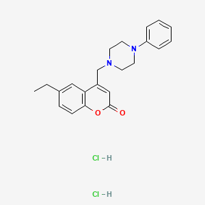 molecular formula C22H26Cl2N2O2 B6525401 6-ethyl-4-[(4-phenylpiperazin-1-yl)methyl]-2H-chromen-2-one dihydrochloride CAS No. 1177911-44-2
