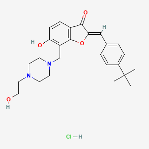 molecular formula C26H33ClN2O4 B6525422 (2Z)-2-[(4-tert-butylphenyl)methylidene]-6-hydroxy-7-{[4-(2-hydroxyethyl)piperazin-1-yl]methyl}-2,3-dihydro-1-benzofuran-3-one hydrochloride CAS No. 1177429-13-8