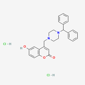 molecular formula C27H28Cl2N2O3 B6525423 4-{[4-(diphenylmethyl)piperazin-1-yl]methyl}-6-hydroxy-2H-chromen-2-one dihydrochloride CAS No. 1177115-82-0