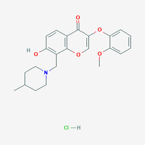 7-hydroxy-3-(2-methoxyphenoxy)-8-[(4-methylpiperidin-1-yl)methyl]-4H-chromen-4-one hydrochloride