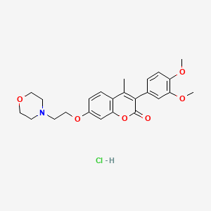 molecular formula C24H28ClNO6 B6525435 3-(3,4-dimethoxyphenyl)-4-methyl-7-[2-(morpholin-4-yl)ethoxy]-2H-chromen-2-one hydrochloride CAS No. 1177705-34-8