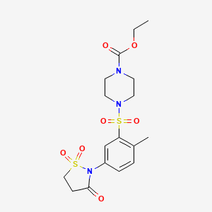 ethyl 4-[2-methyl-5-(1,1,3-trioxo-1lambda6,2-thiazolidin-2-yl)benzenesulfonyl]piperazine-1-carboxylate