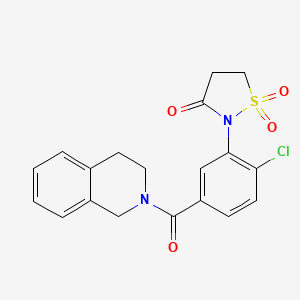 molecular formula C19H17ClN2O4S B6525458 2-[2-chloro-5-(1,2,3,4-tetrahydroisoquinoline-2-carbonyl)phenyl]-1lambda6,2-thiazolidine-1,1,3-trione CAS No. 919660-08-5