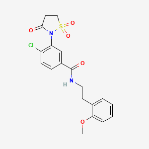 molecular formula C19H19ClN2O5S B6525460 4-chloro-N-[2-(2-methoxyphenyl)ethyl]-3-(1,1,3-trioxo-1lambda6,2-thiazolidin-2-yl)benzamide CAS No. 919699-51-7