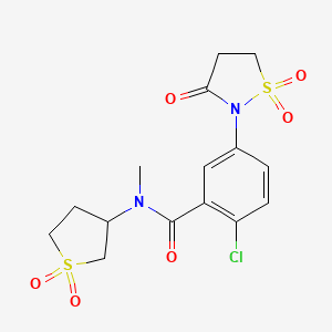 molecular formula C15H17ClN2O6S2 B6525465 2-chloro-N-(1,1-dioxo-1lambda6-thiolan-3-yl)-N-methyl-5-(1,1,3-trioxo-1lambda6,2-thiazolidin-2-yl)benzamide CAS No. 919670-42-1