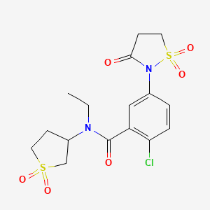 molecular formula C16H19ClN2O6S2 B6525470 2-chloro-N-(1,1-dioxo-1lambda6-thiolan-3-yl)-N-ethyl-5-(1,1,3-trioxo-1lambda6,2-thiazolidin-2-yl)benzamide CAS No. 919702-50-4