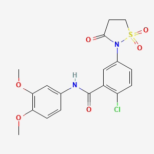 molecular formula C18H17ClN2O6S B6525483 2-chloro-N-(3,4-dimethoxyphenyl)-5-(1,1,3-trioxo-1lambda6,2-thiazolidin-2-yl)benzamide CAS No. 919643-31-5