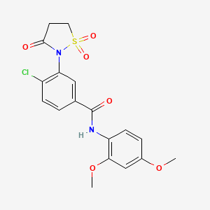 molecular formula C18H17ClN2O6S B6525484 4-chloro-N-(2,4-dimethoxyphenyl)-3-(1,1,3-trioxo-1lambda6,2-thiazolidin-2-yl)benzamide CAS No. 919672-37-0