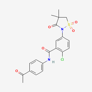 molecular formula C20H19ClN2O5S B6525500 N-(4-acetylphenyl)-2-chloro-5-(4,4-dimethyl-1,1,3-trioxo-1lambda6,2-thiazolidin-2-yl)benzamide CAS No. 919638-12-3