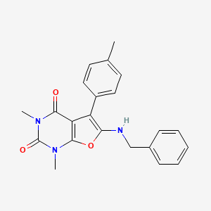 molecular formula C22H21N3O3 B6525526 6-(benzylamino)-1,3-dimethyl-5-(4-methylphenyl)-1H,2H,3H,4H-furo[2,3-d]pyrimidine-2,4-dione CAS No. 946277-08-3