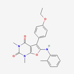 molecular formula C23H23N3O4 B6525531 5-(4-ethoxyphenyl)-1,3-dimethyl-6-[(2-methylphenyl)amino]-1H,2H,3H,4H-furo[2,3-d]pyrimidine-2,4-dione CAS No. 946376-65-4