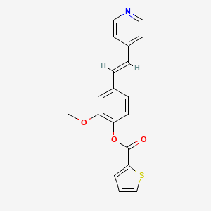 molecular formula C19H15NO3S B6525573 2-methoxy-4-[(E)-2-(pyridin-4-yl)ethenyl]phenyl thiophene-2-carboxylate CAS No. 1011619-97-8