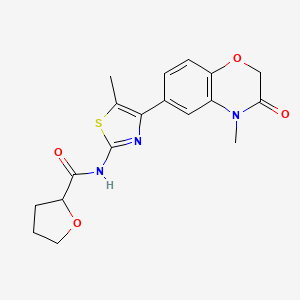 molecular formula C18H19N3O4S B6525623 N-[5-methyl-4-(4-methyl-3-oxo-3,4-dihydro-2H-1,4-benzoxazin-6-yl)-1,3-thiazol-2-yl]oxolane-2-carboxamide CAS No. 1011911-21-9