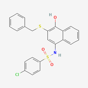 molecular formula C23H18ClNO3S2 B6525629 N-[3-(benzylsulfanyl)-4-hydroxynaphthalen-1-yl]-4-chlorobenzene-1-sulfonamide CAS No. 881943-23-3