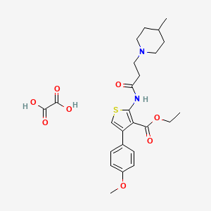 ethyl 4-(4-methoxyphenyl)-2-[3-(4-methylpiperidin-1-yl)propanamido]thiophene-3-carboxylate; oxalic acid